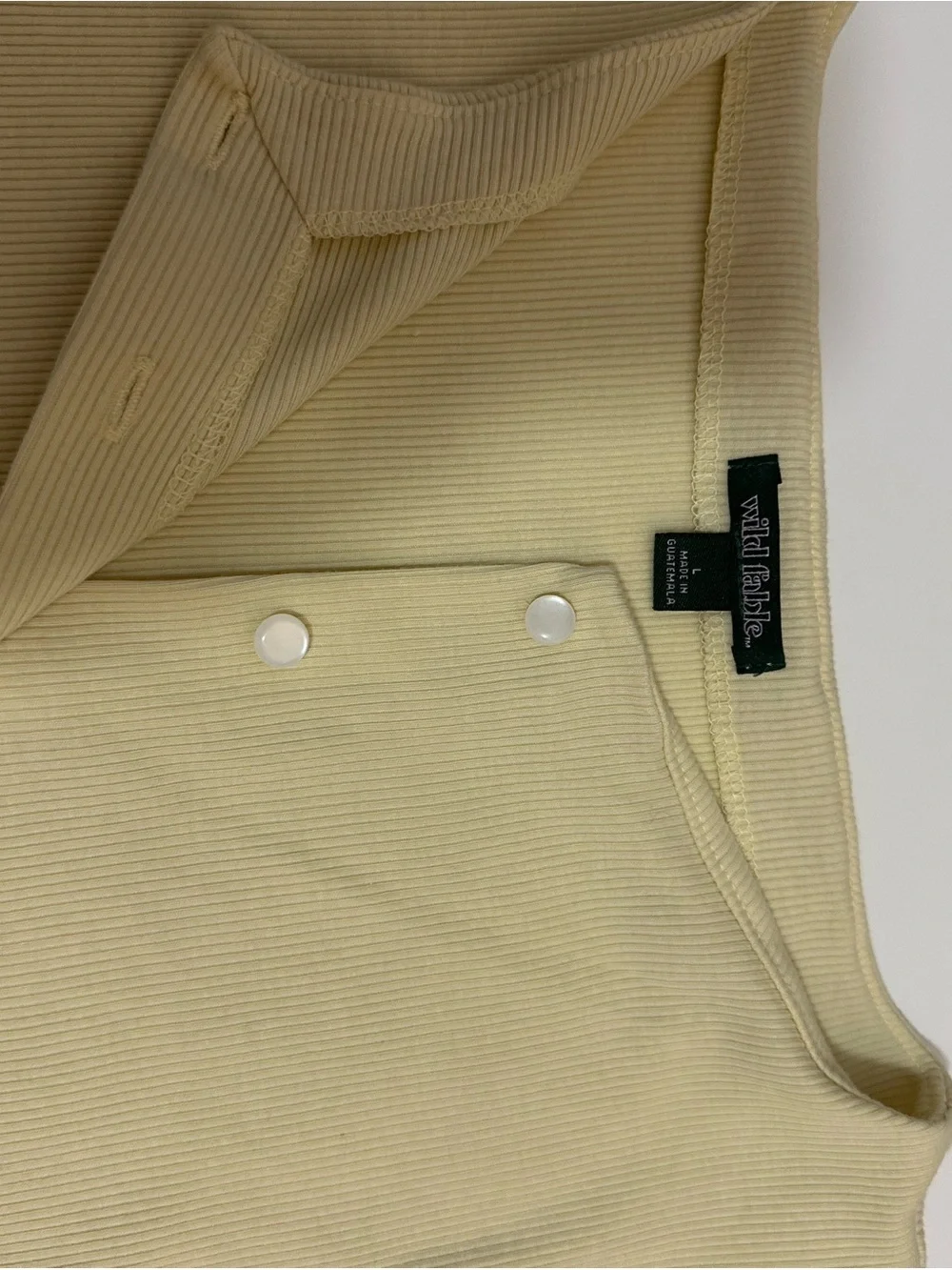 wild fable Pale Yellow Ribbed Button Tank - Picture 3 of 4